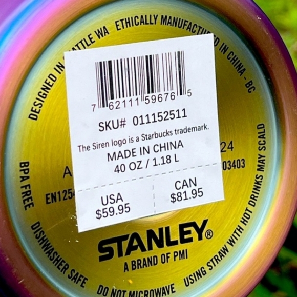 NEW Summer Starbucks x Stanley Summer 2024 Collab 40 Oz Tumbler Gold Pink - Picture 5 of 7